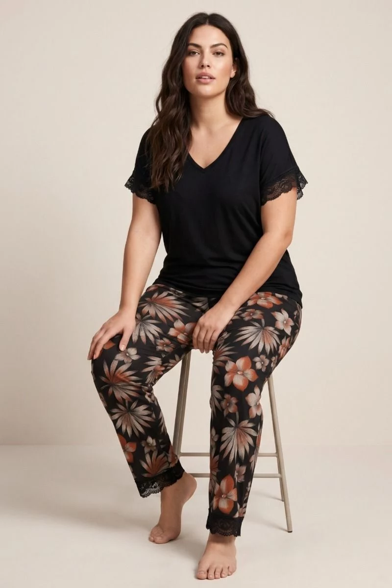 Γυναικεία Πιτζάμα Plus Size "Siyah Inci" VERA II