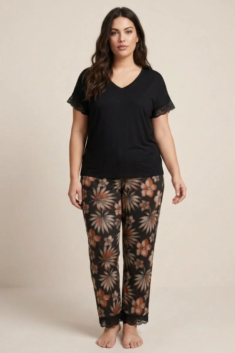 Γυναικεία Πιτζάμα Plus Size "Siyah Inci" VERA II