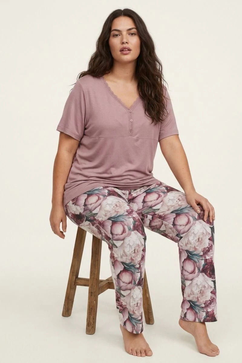 Γυναικεία Πιτζάμα Plus Size "Siyah Inci" EMMA