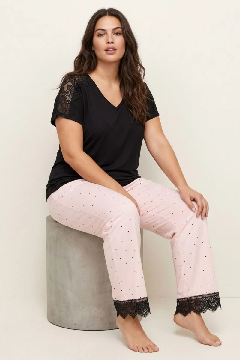 Γυναικεία Πιτζάμα Plus Size "Siyah Inci" SANDRA