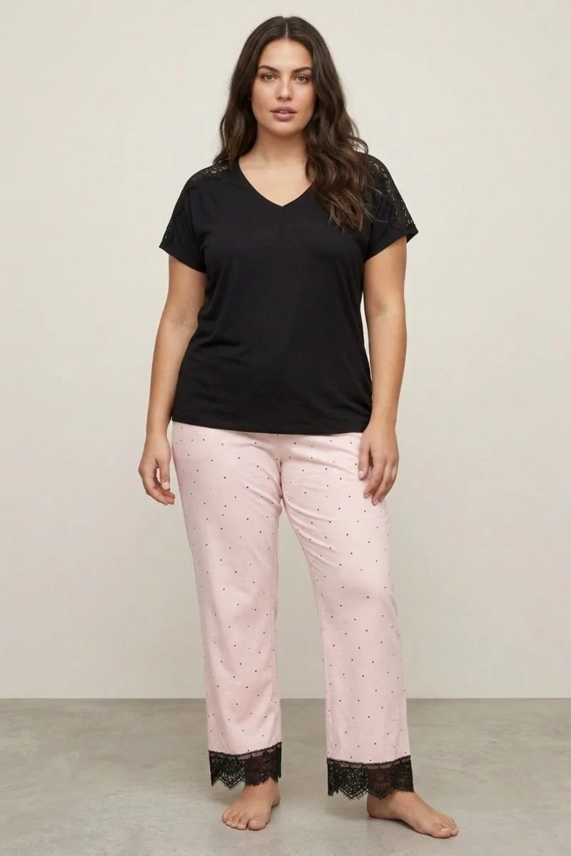 Γυναικεία Πιτζάμα Plus Size "Siyah Inci" SANDRA