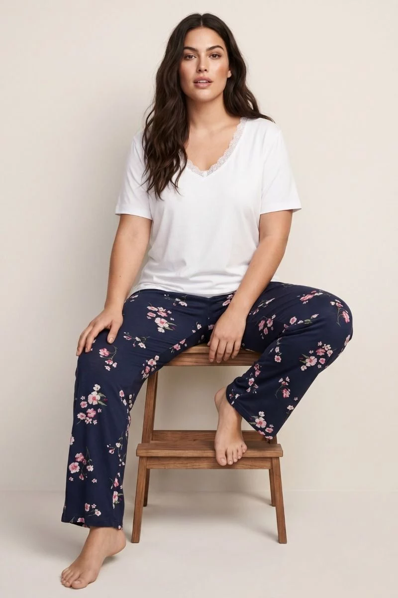 Γυναικεία Πιτζάμα Plus Size "Siyah Inci" KARINA II