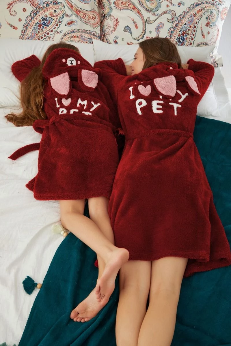 Γυναικεία Ρόμπα Fleece "siyah inci" I LOVE MY PET