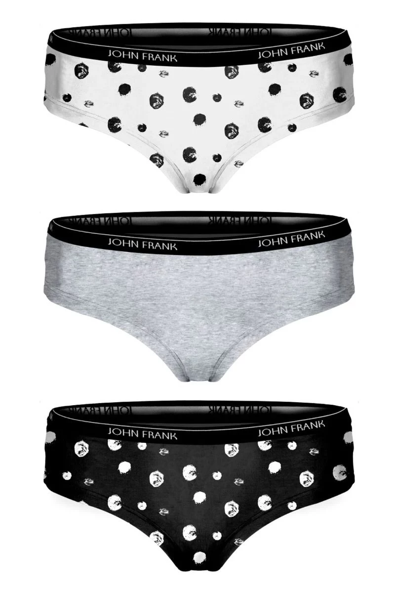 Γυναικεία Hipster John Frank "BLACK WHITE IV" 3 τεμάχια
