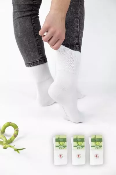Κάλτσες Medical για διαβητικούς γυναικείες μπαμπού λευκό χρώμα