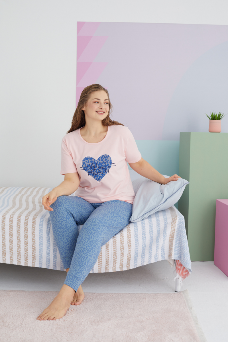 Γυναικεία Καλοκαιρινή Πιτζάμα Plus Size Sexen ANIMAL HEART