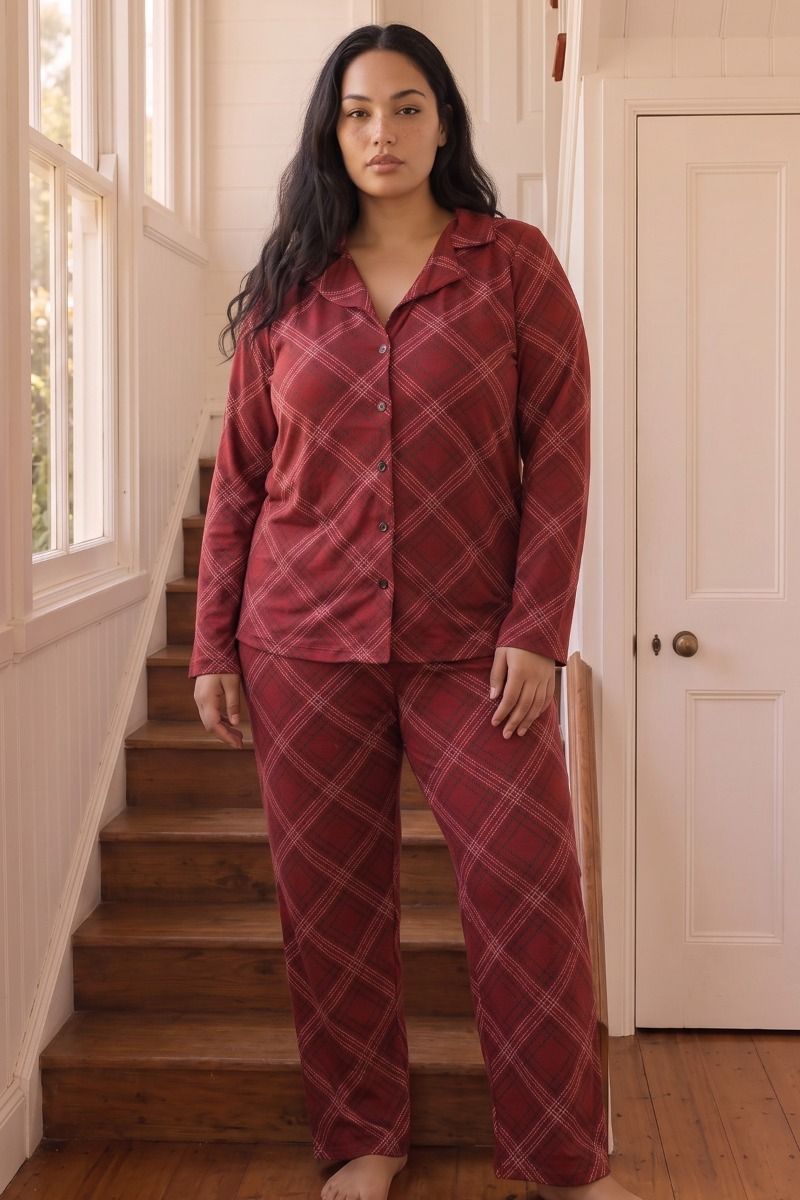Γυναικεία Πιτζάμα Plus Size Thermal "siyah inci" LINDA