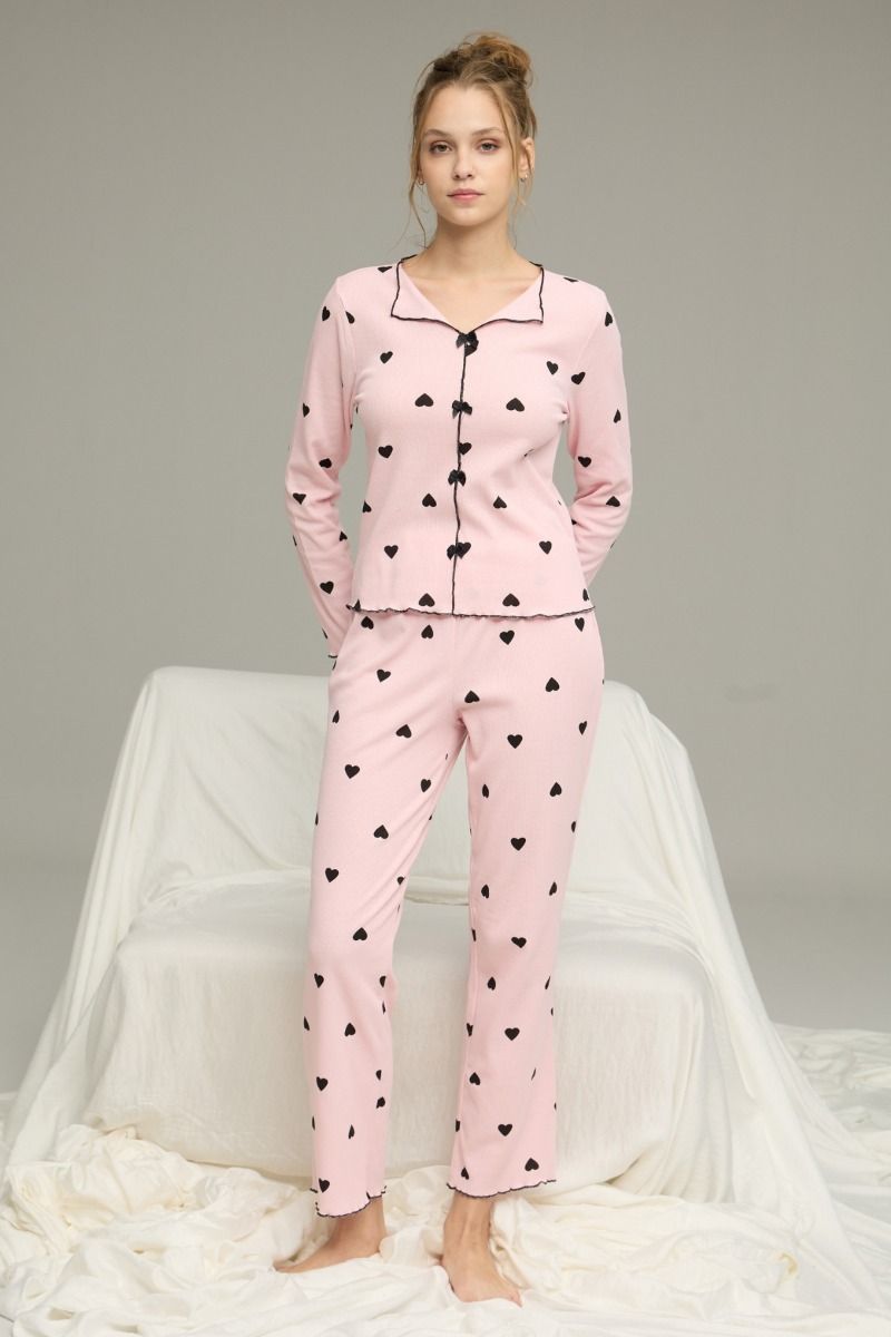 Γυναικεία Πιτζάμα "Siyah Inci" HEART PINK
