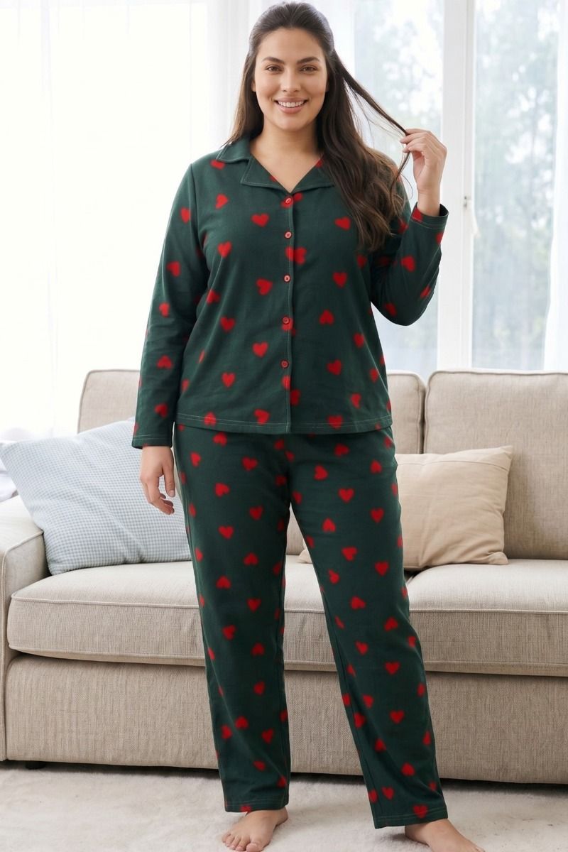 Γυναικεία Πιτζάμα Plus Size Thermal "siyah inci" MONA