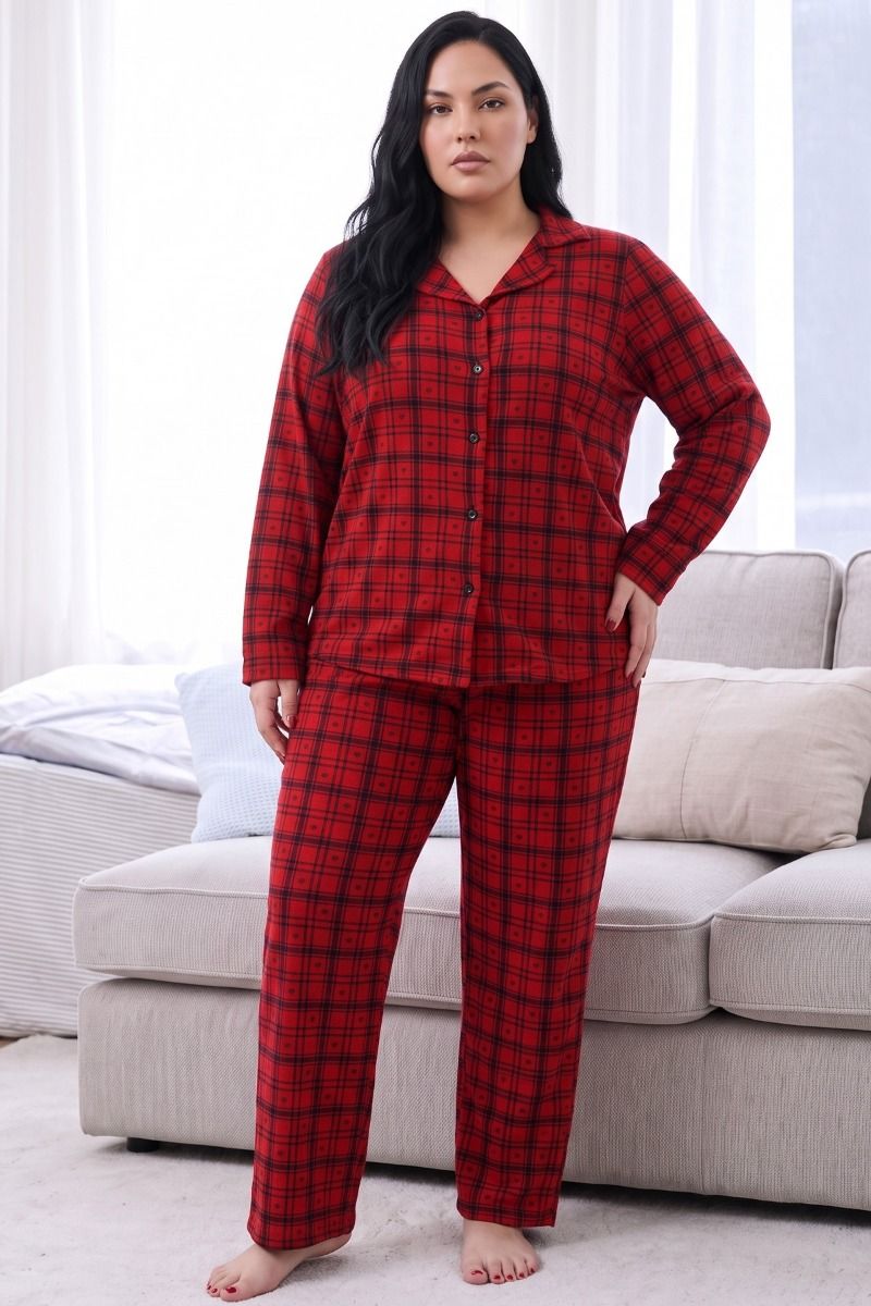 Γυναικεία Πιτζάμα Plus Size Thermal "siyah inci" TESS