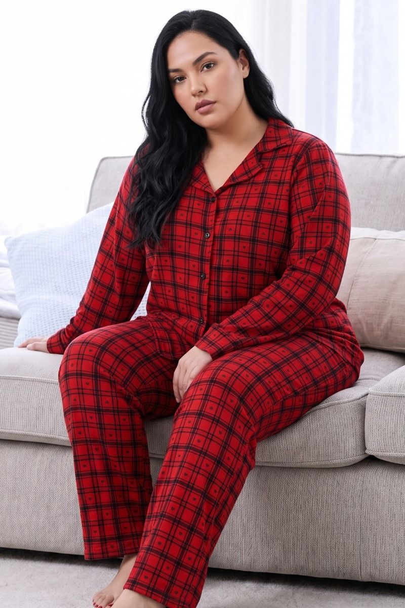 Γυναικεία Πιτζάμα Plus Size Thermal "siyah inci" TESS