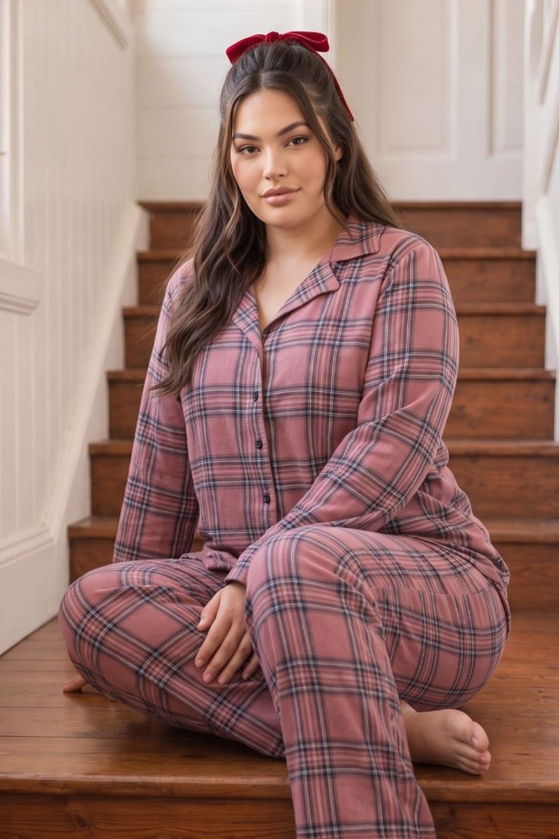 Γυναικεία Πιτζάμα Plus Size Thermal "siyah inci" BELLA