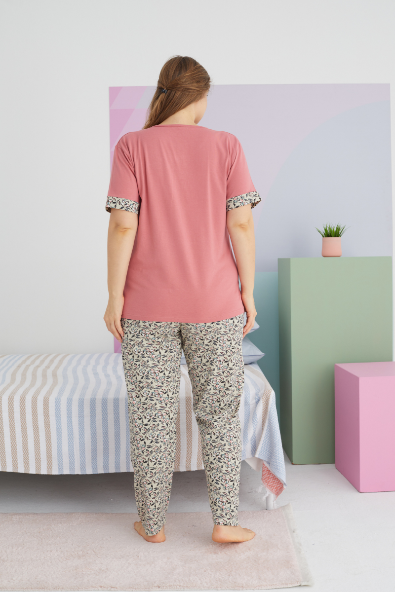 Γυναικεία Καλοκαιρινή Πιτζάμα Plus Size Sexen OLIVE Βαμβακερή