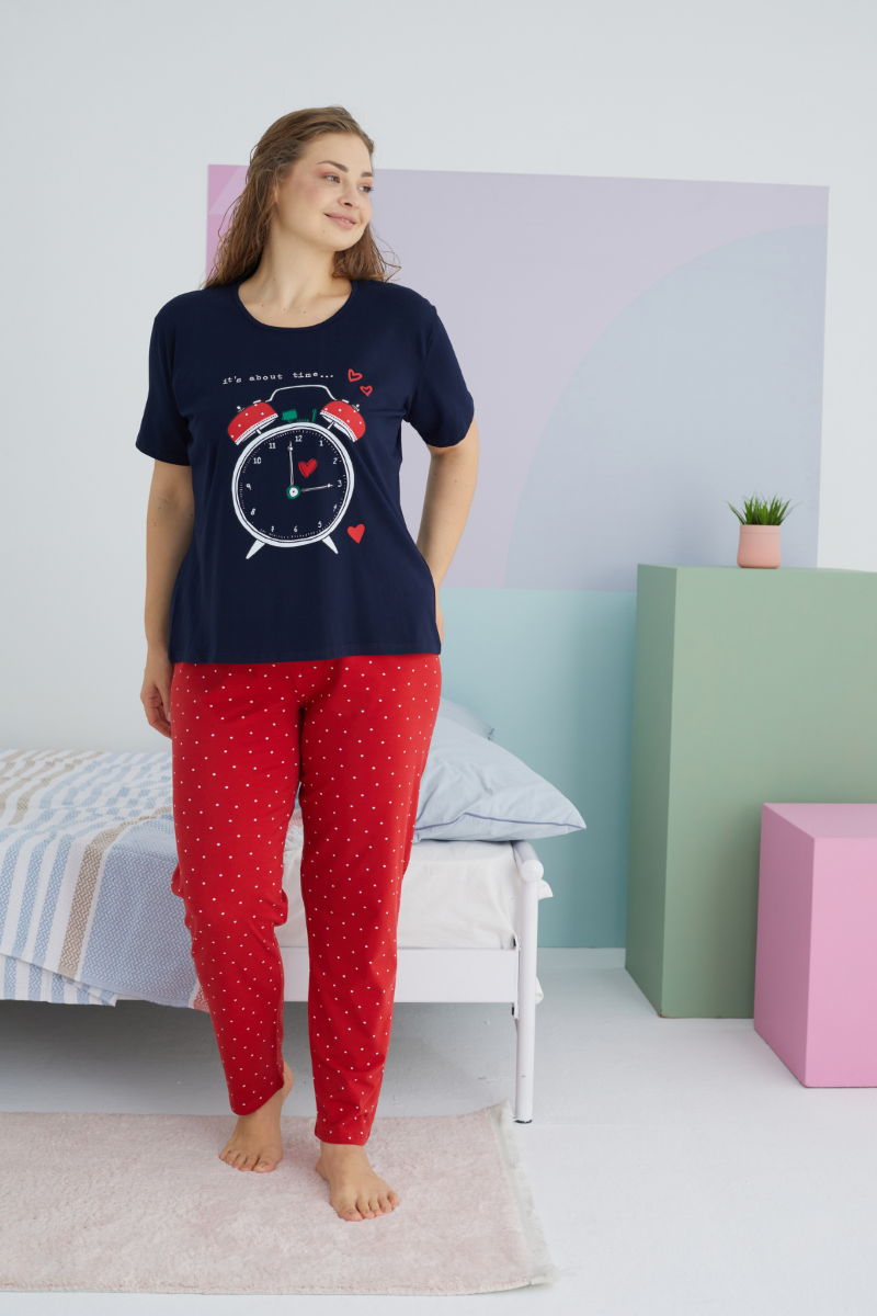 Γυναικεία Καλοκαιρινή Πιτζάμα Plus Size Sexen TIMER Βαμβακερή