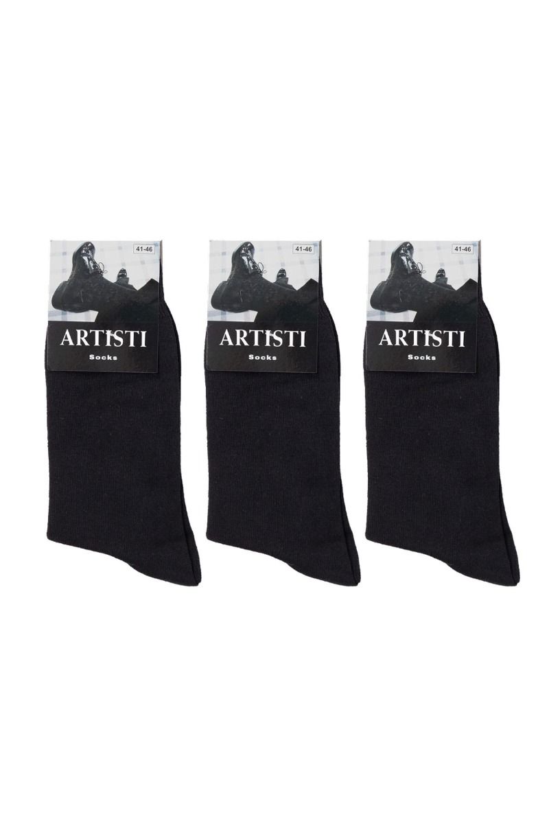 Ανδρικές κλασικές Κάλτσες MONTANA τριάδα μαύρες βαμβακερες