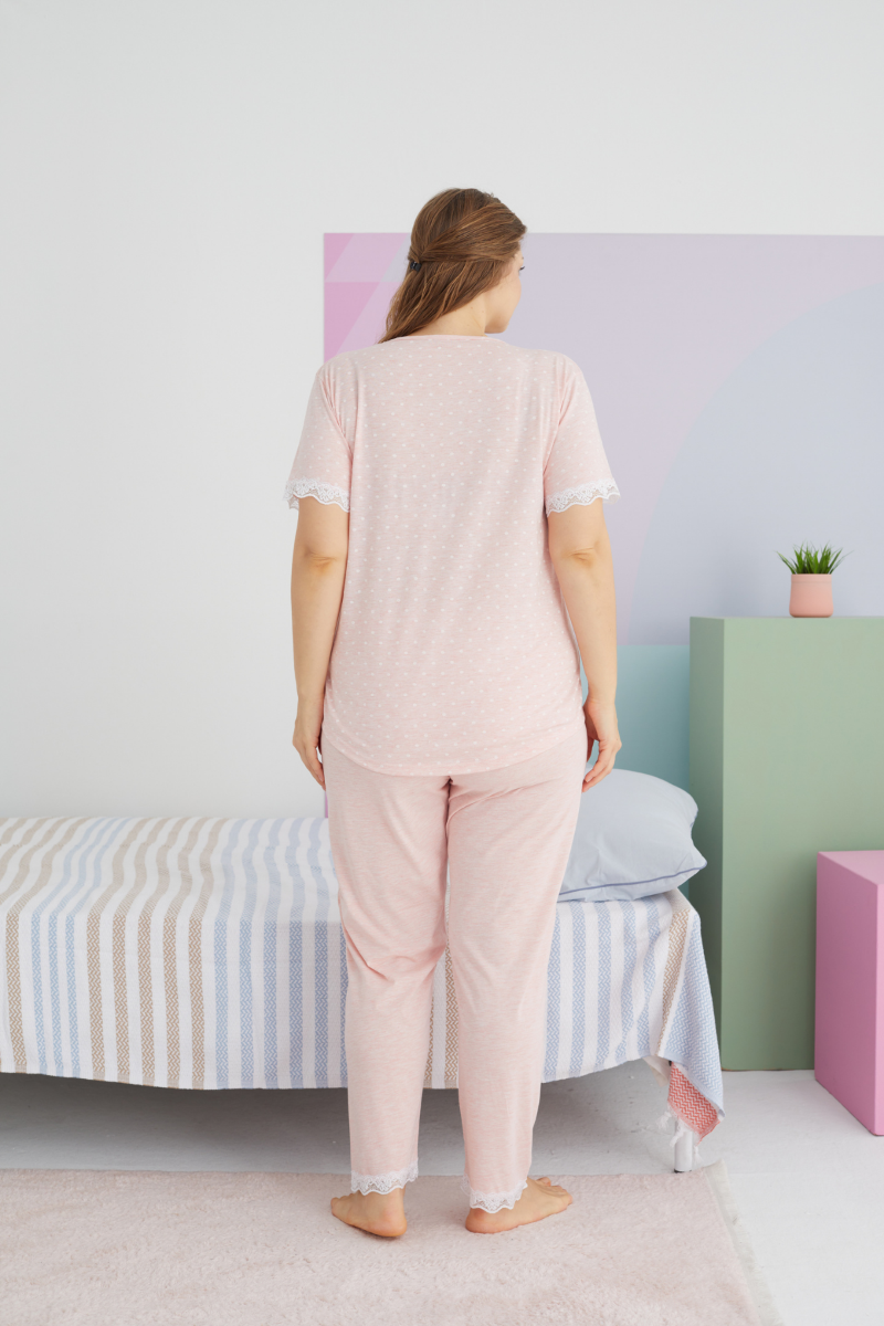 Γυναικεία Καλοκαιρινή Πιτζάμα Plus Size Sexen SOFT DOT Βαμβακερή