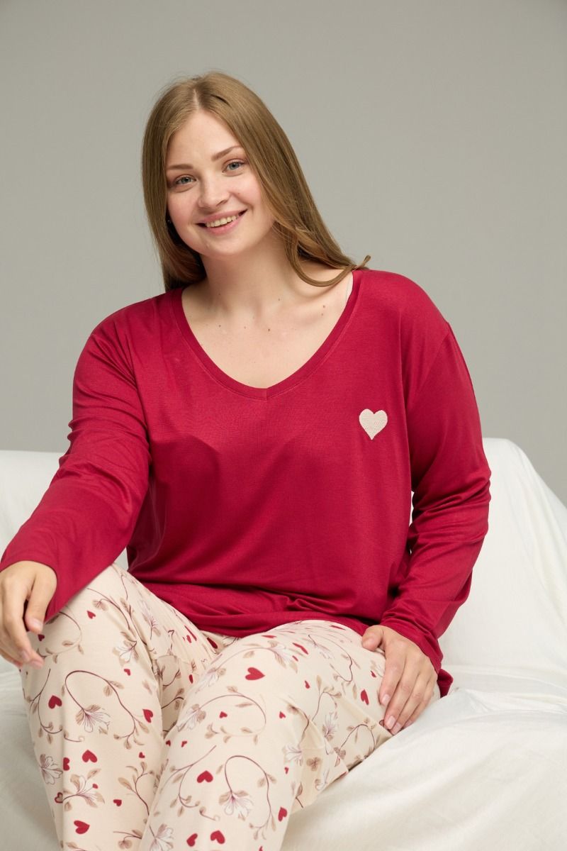Πιτζάμα Plus Size "Sexen" ROMANTIC RED