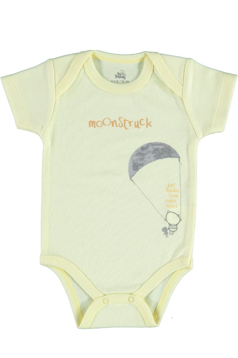 Βρεφικά κορμάκια κοντομάνικα αγόρι βαμβακερά 2 τεμάχια γαλάζιο κίτρινο