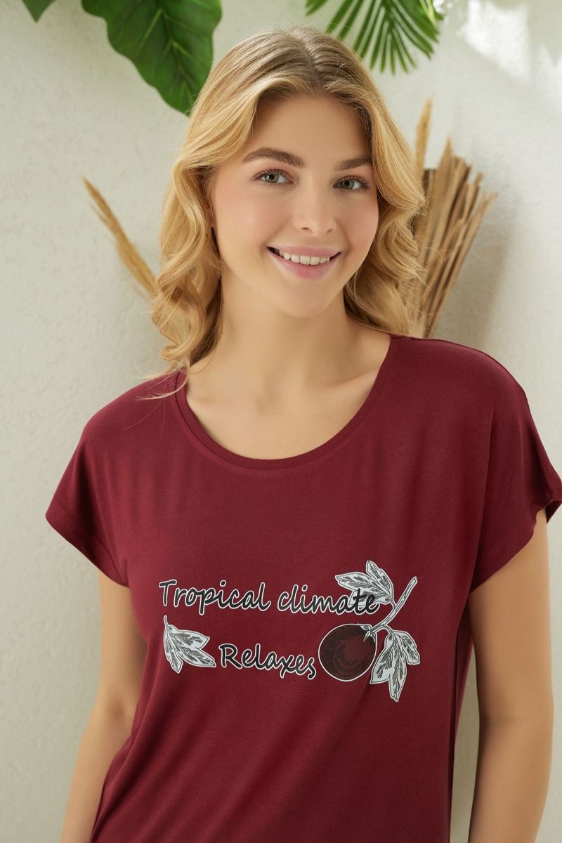 Γυναικεία Πιτζάμα Κοντομάνικη "Modalove" στρογγυλή λαιμόκοψη με σχέδια