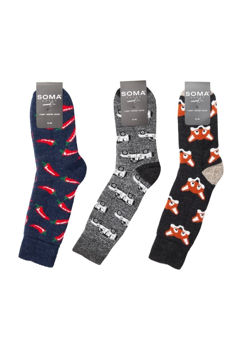 Ανδρικές Μάλλινες Κάλτσες διάφορα σχέδια ζεστές για το σπίτι