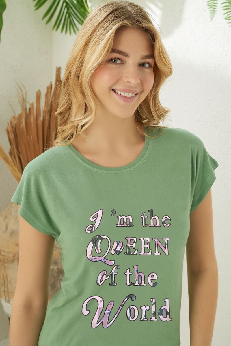 Γυναικεία Πιτζάμα Κοντομάνικη "Modalove" με λουλούδια και στρογγυλή λαιμόκοψη