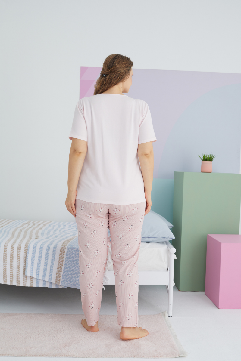 Γυναικεία Καλοκαιρινή Πιτζάμα Plus Size Sexen HALF MOON Βαμβακερή