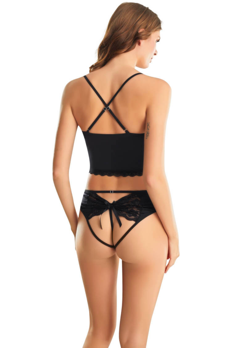 Γυναικείο Σετ Μπουστάκι - String Moongirl DARK DREAMS πολυεστέρας μαύρο