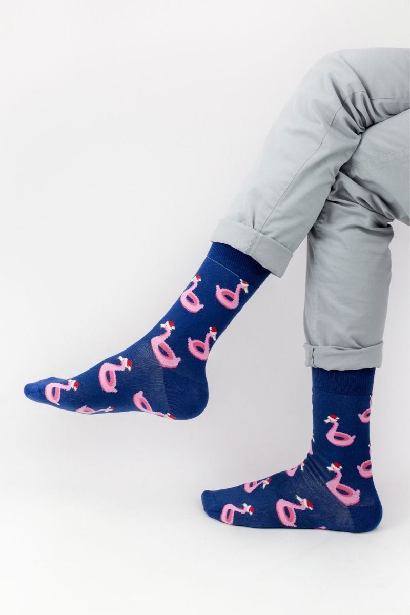 Ανδρικές - Εφηβικές Fashion Κάλτσες Crazy Socks SANTA FLAMINGO