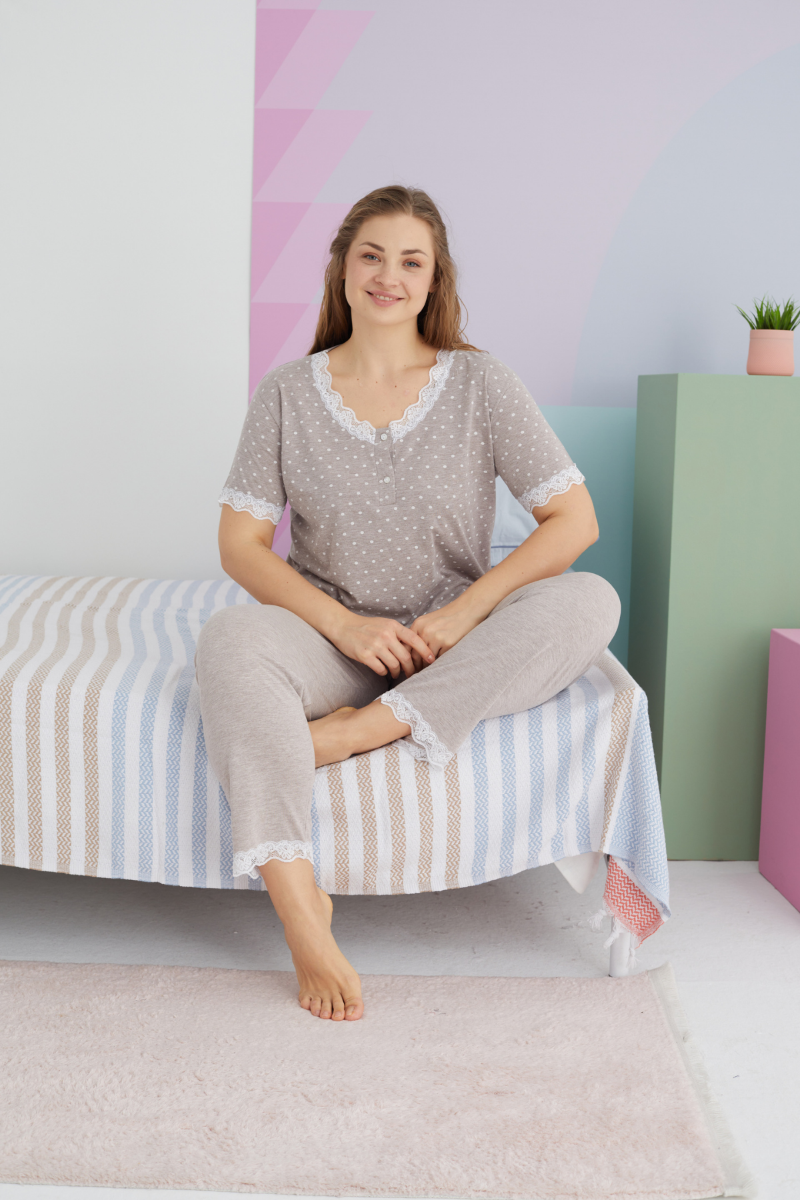 Γυναικεία Καλοκαιρινή Πιτζάμα Plus Size Sexen ABERDEEN Βαμβακερή