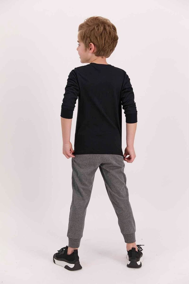 Παιδική χειμωνιάτικη πιτζάμα για αγόρι βαμβακερή μαύρη γκρι