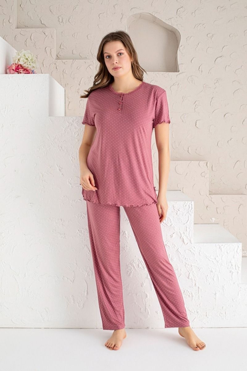 Γυναικεία πιτζάμα καλοκαιρινή κοντομάνικη σάπιο μήλο βισκόζη