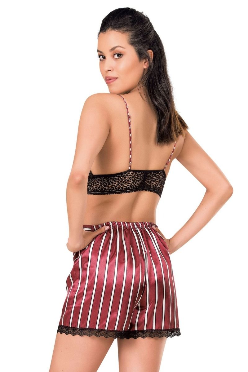 Γυναικεία πιτζάμα με πουα bralette Σατέν AMELIA ριγε σορτσακι