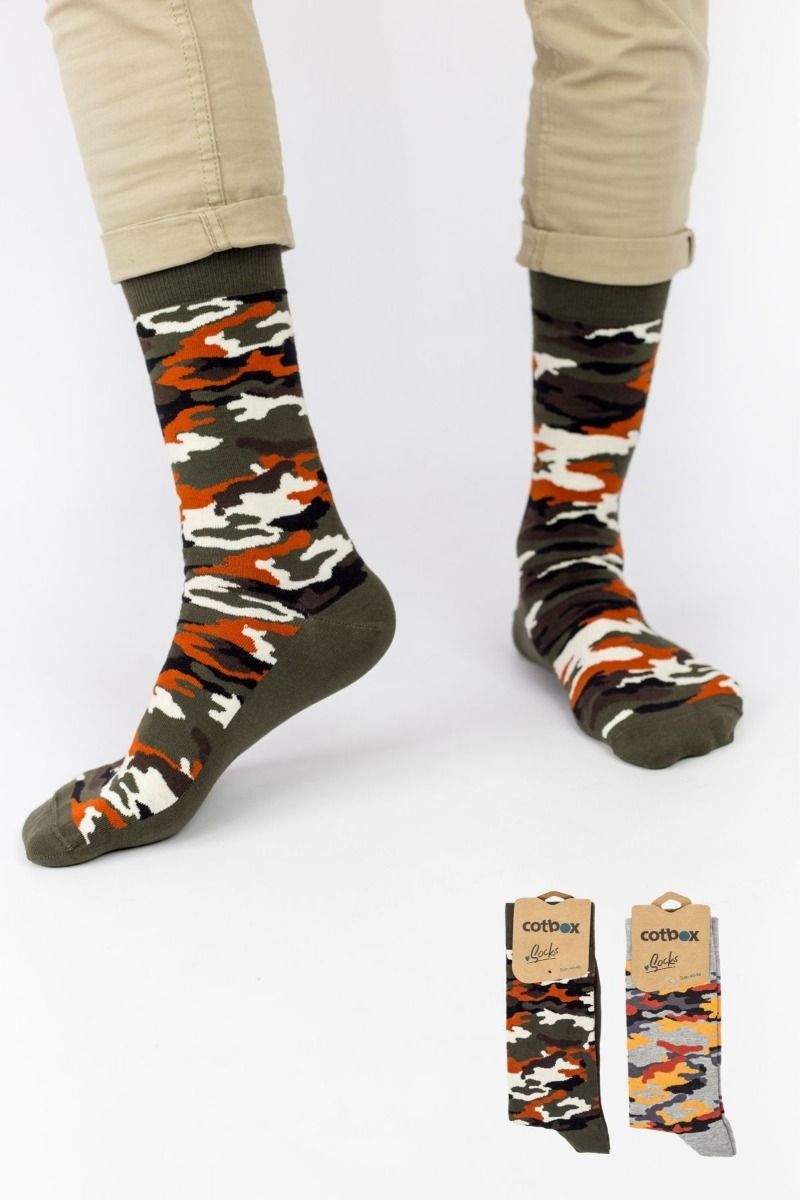 Ανδρικές Casual Κάλτσες Cotbox MILITARY PATTERN 2 τεμάχια