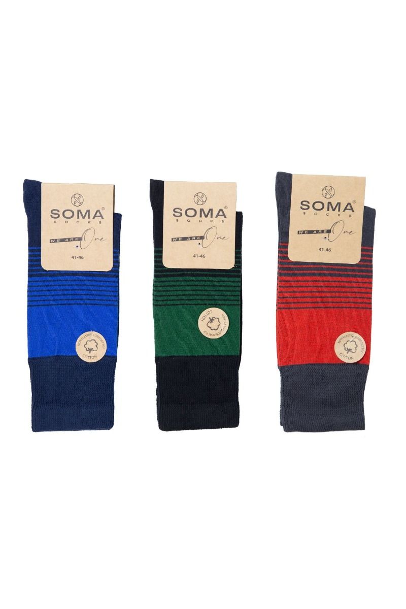 Ανδρικές κάλτσες τριαδα λεπτη ριγα οργανικο βαμβακι