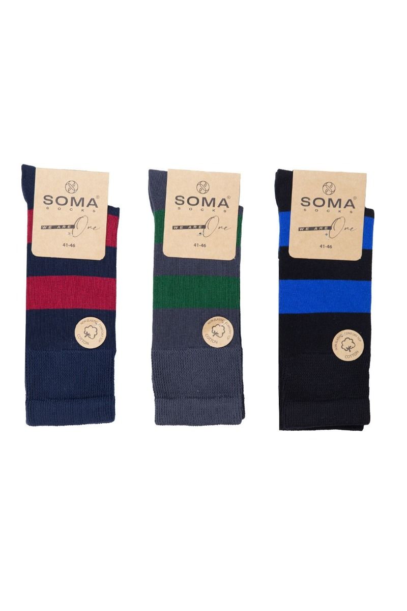 Ανδρικές κάλτσες οργανικο βαμβακι χοντρες ριγες τριαδα