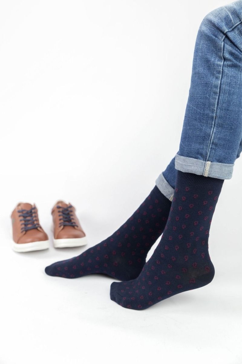 Ανδρικές Casual Κάλτσες Trendy BORDEAUX DOTTY
