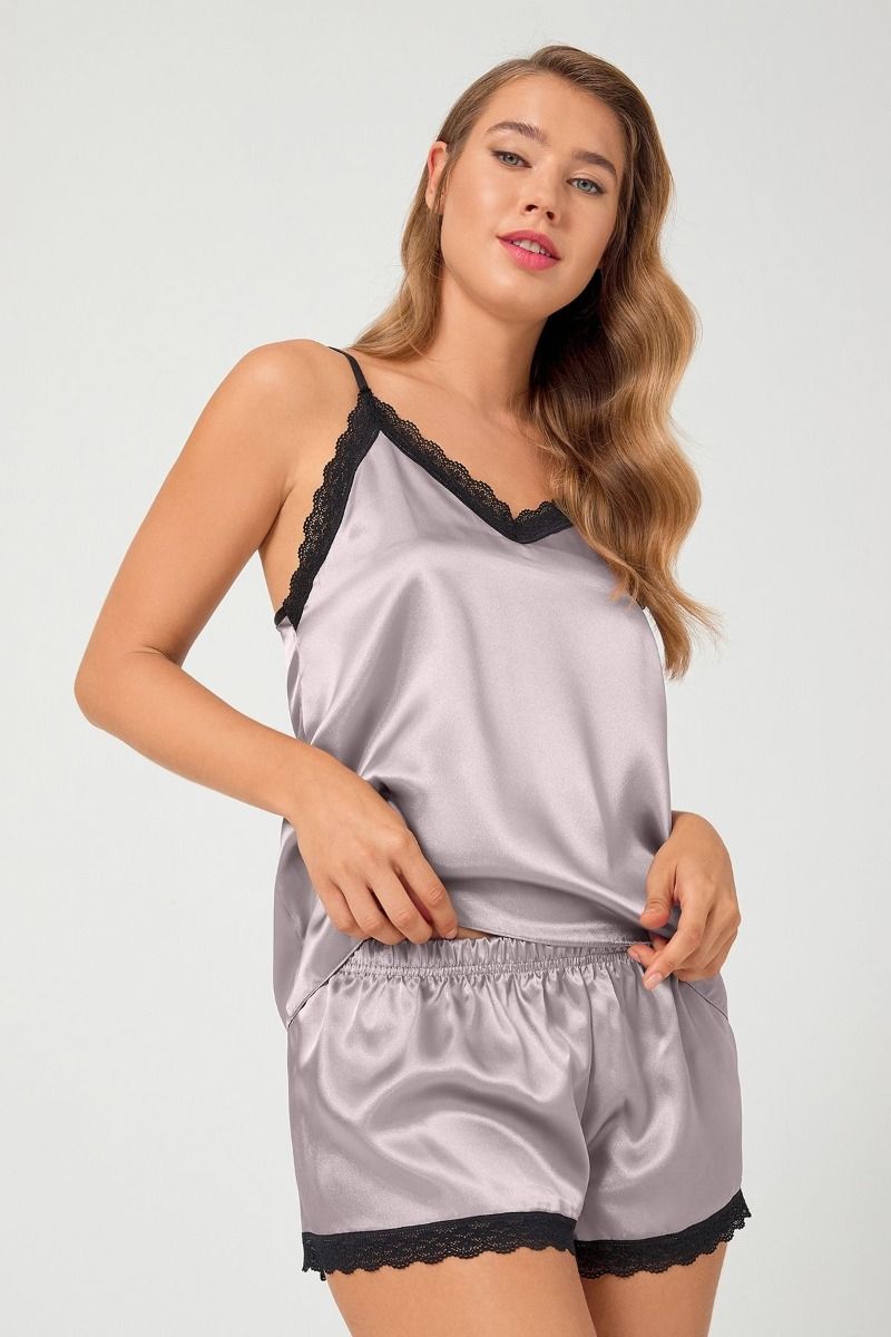 Γυναικεία πιτζάμα σορτσάκι Σατέν CottonHill EVA με δαντελα