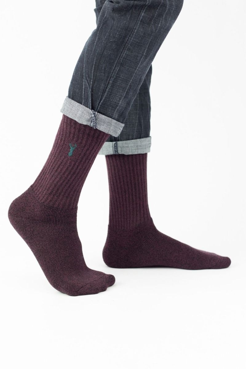 Ανδρικές κάλτσες πετσετέ Crazy Socks DEER BORDO
