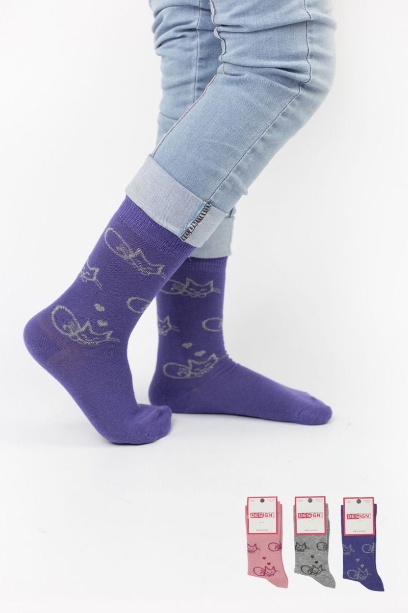 Κοριτσίστικες παιδικές κάλτσες 3 ζευγάρια γάτες διάφορα χρώματα