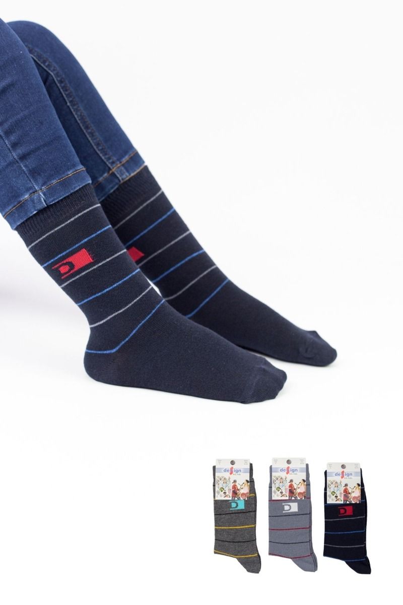 Αγορίστικες παιδικές κάλτσες 3 ζευγάρια με ρίγες πολύχρωμες