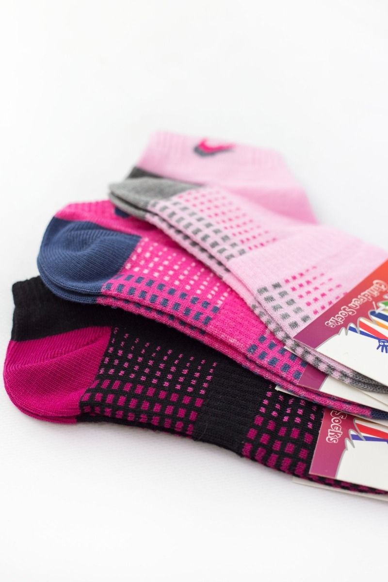 Κοριτσίστικες παιδικές κάλτσες 3 ζευγάρια μαύρο ροζ φουξ λάστιχο