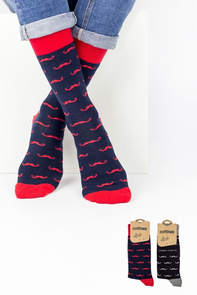 Ανδρικές Fashion Κάλτσες Cotbox MOUSTACHE 2 τεμάχια
