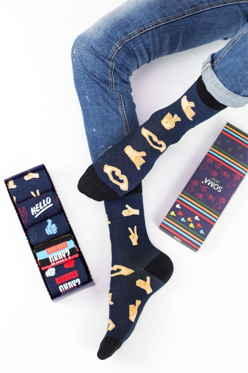 Ανδρικές fashion κάλτσες Soma Socks ARE YOU THERE 5 Ζευγάρια