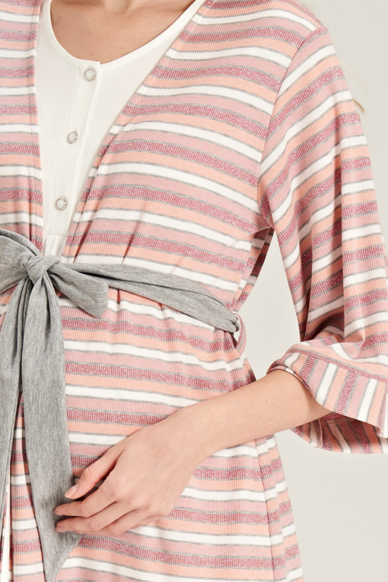 Γυναικεία Πιτζάμα Εγκυμοσύνης Με Ρόμπα Feyza LINES Βισκόζη Βαμβακερή Μοντάλ