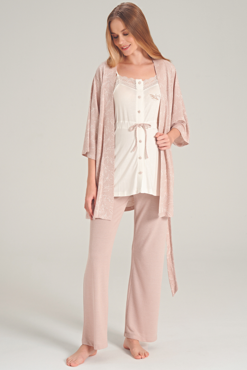 Γυναικεία Πιτζάμα Εγκυμοσύνης Με Ρόμπα Feyza PAPILLON Βισκόζη Μοντάλ