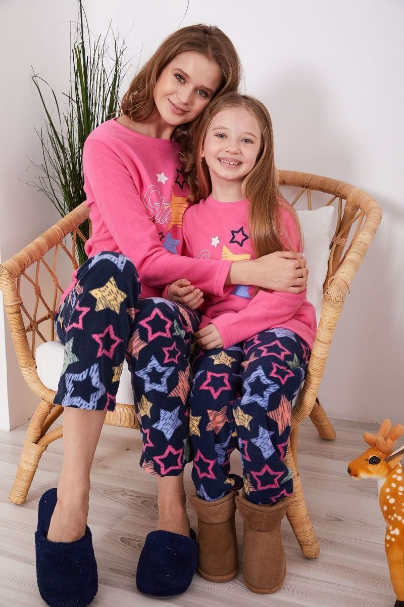 Χειμωνιάτικη παιδική πιτζάμα για κορίτσι fleece φούξια