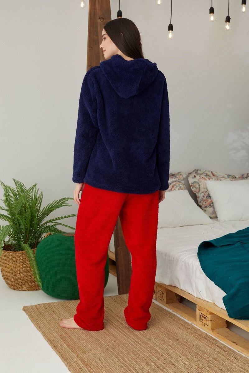 Γυναικεία πιτζάμα fleece siyah inci MERRY CHRISTMAS