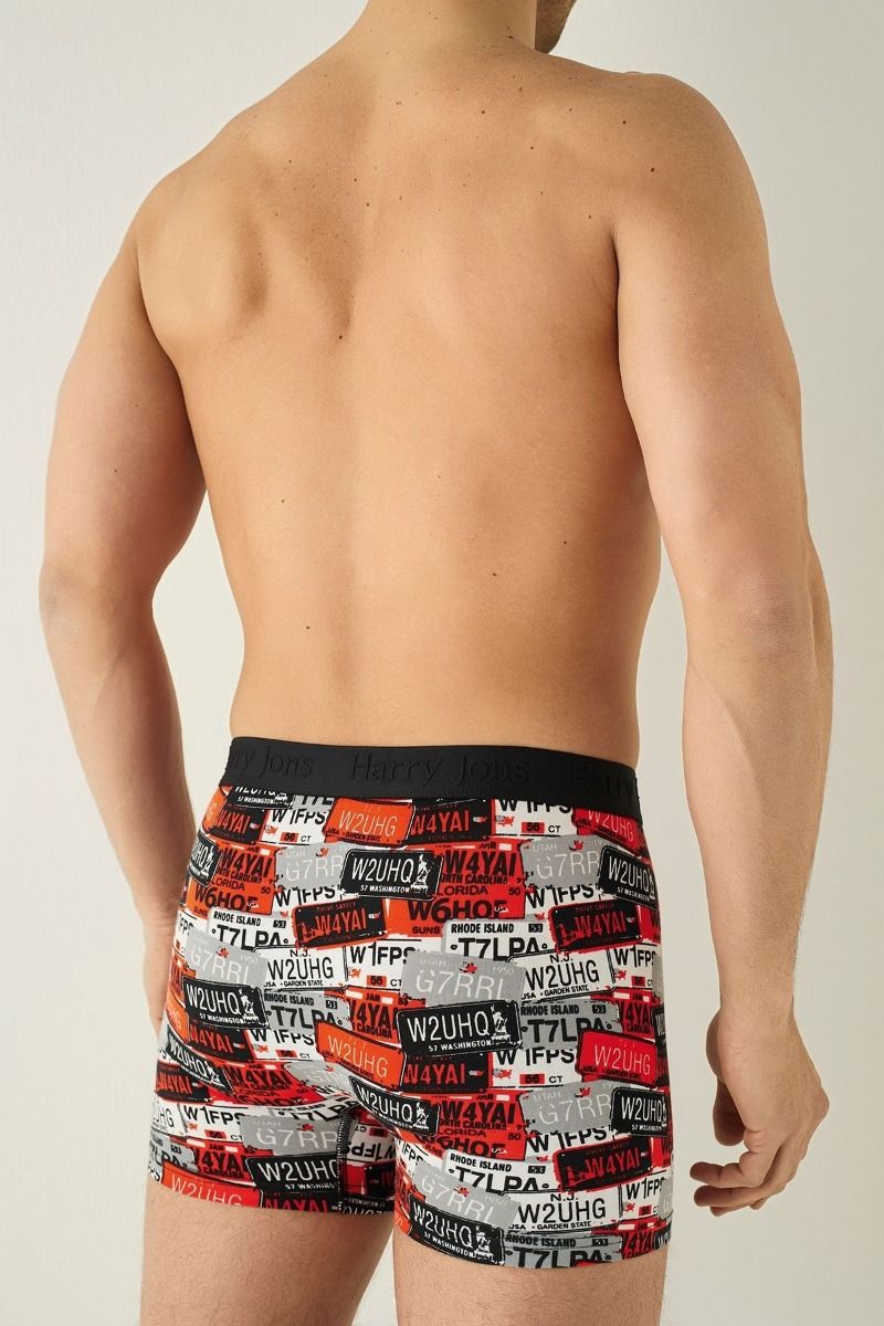 Ανδρικό μποξεράκι με σχέδιο πινακίδες βαμβακερό γκρι