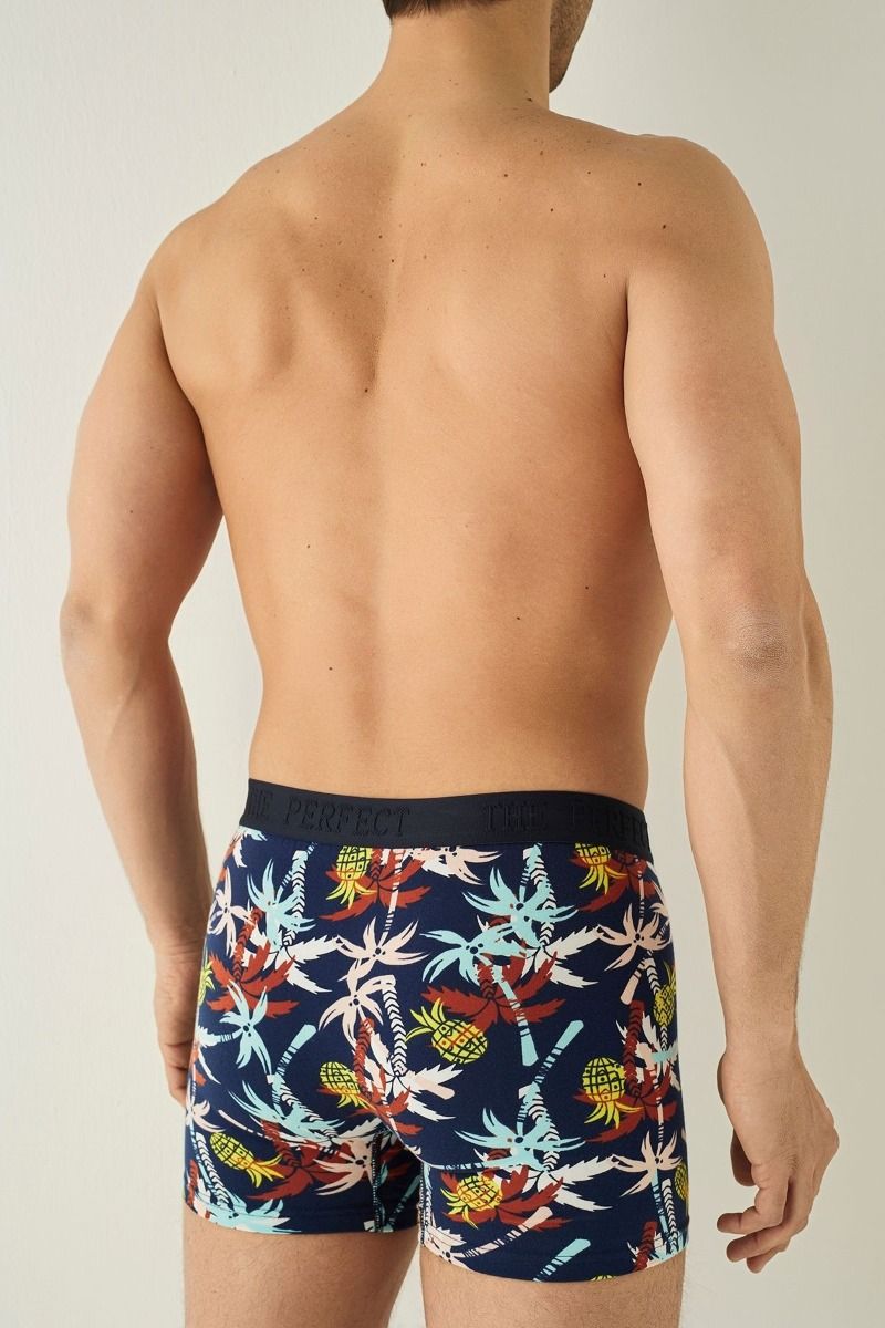 Ανδρικό μποξεράκι με φοίνικες σε σκούρο μπλε χρώμα βαμβακερό