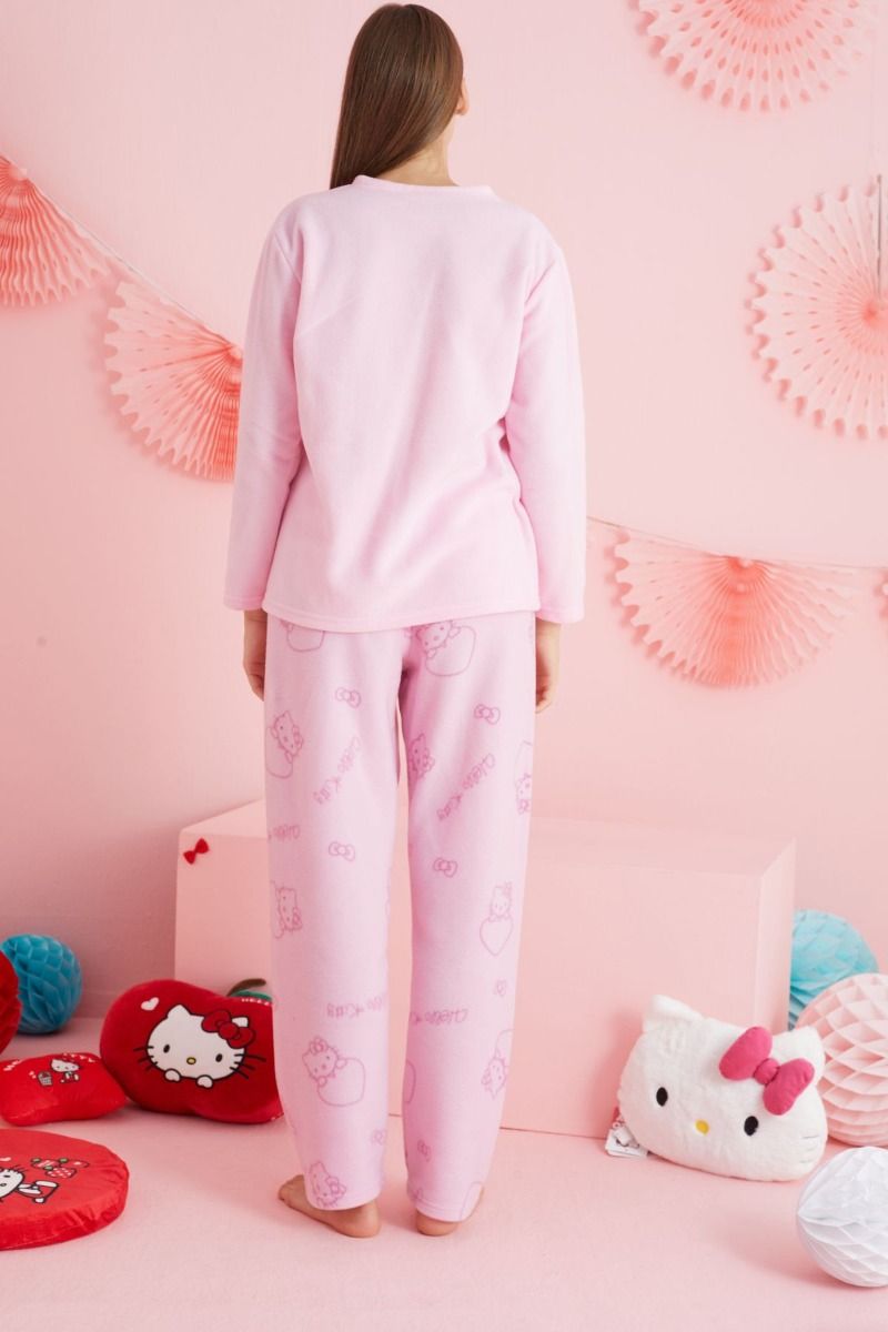 Γυναικεία Πιτζάμα φλις ροζ χρώμα hello kitty σχέδιο